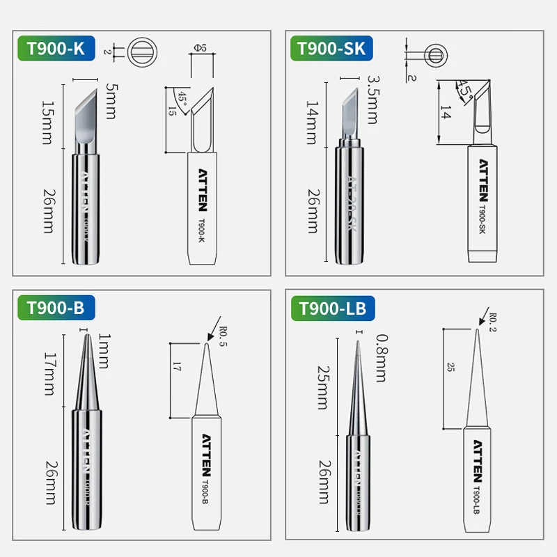 Original ATTEN 5Pcs T900-M Aut - Diy Soldering Station No Electronics のレビューと価格