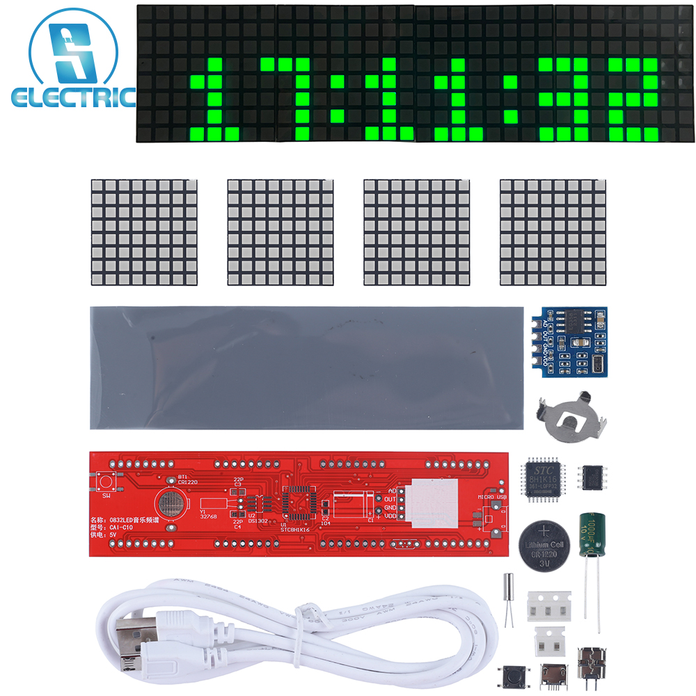 DIY Clock Kit Green LED Music  - Diy Electronics Projects For Students のレビューと価格