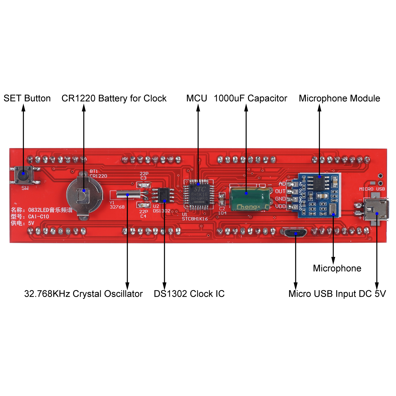 DIY Clock Kit Green LED Music  - Diy Electronics Projects For Students のレビューと価格