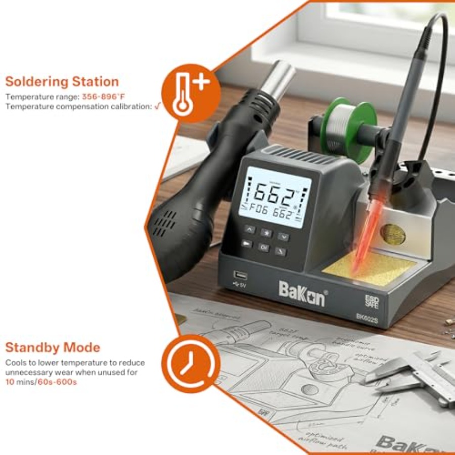 BK602S 2 in1 Soldering Iron Ho - Diy Electronics Workstation のレビューと価格
